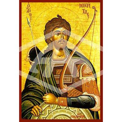 Nicetas The Great Martyr, Mounted Icon Print Size: 10cm x 14cm