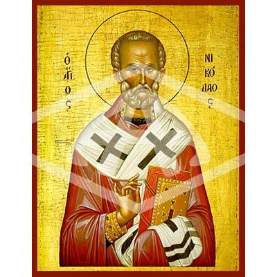 St Nicholas, Archbishop of Myra in Lycia, Mounted Icon Print 48 x 64cm