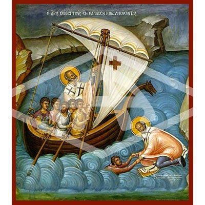 Nicholas Help of Mariners, Mounted Icon Print Size: 20cm x 26cm
