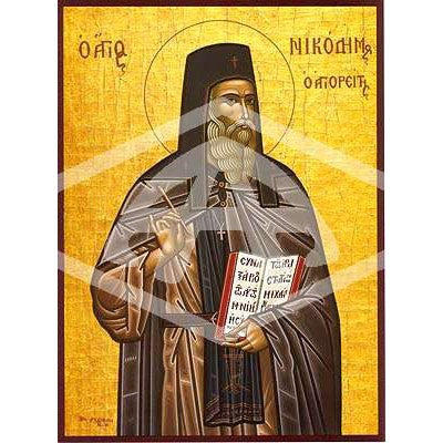 Nicodemus of Mount Athos, Mounted Icon Print Size: 20cm x 26cm