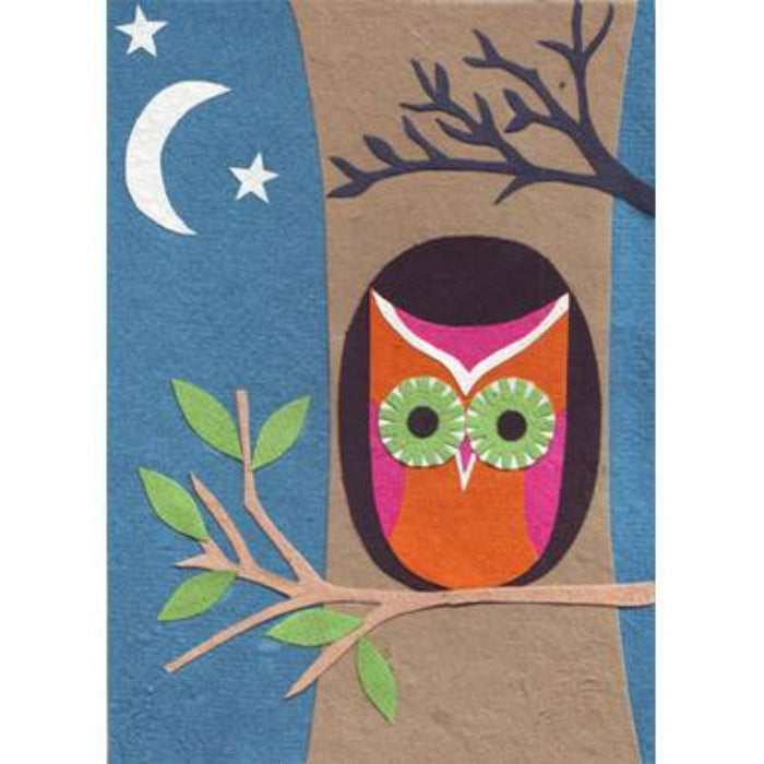 Night Owl, Fair Trade Greetings Card, Blank Inside