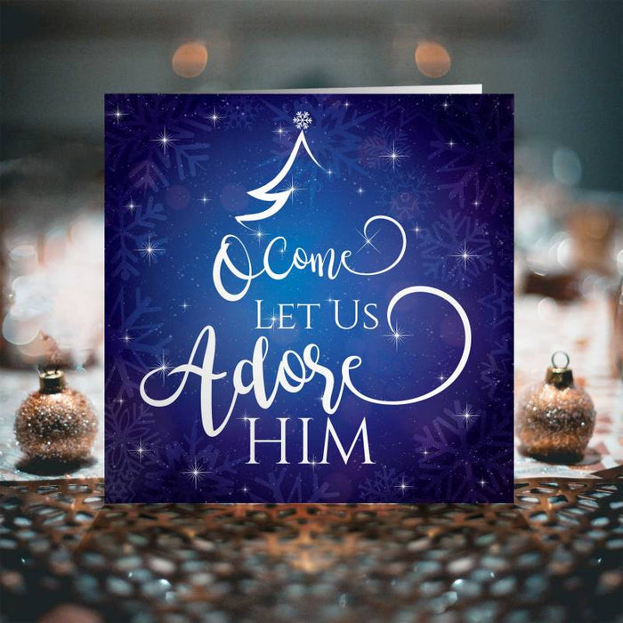 Christian Christmas Cards, Christmas Cards Pack of 10 O Come Let Us Adore Him, With Bible Verse Inside Luke 2:10