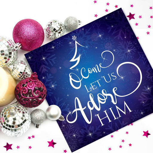 Christian Christmas Cards, Christmas Cards Pack of 10 O Come Let Us Adore Him, With Bible Verse Inside Luke 2:10