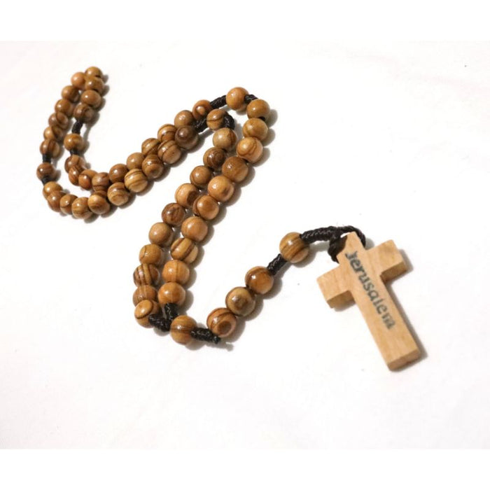 Olive Wood Rosary, Made In Bethlehem, Bead Size 8mm Diameter
