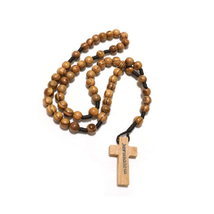 Olive Wood Rosary, Made In Bethlehem, Bead Size 8mm Diameter