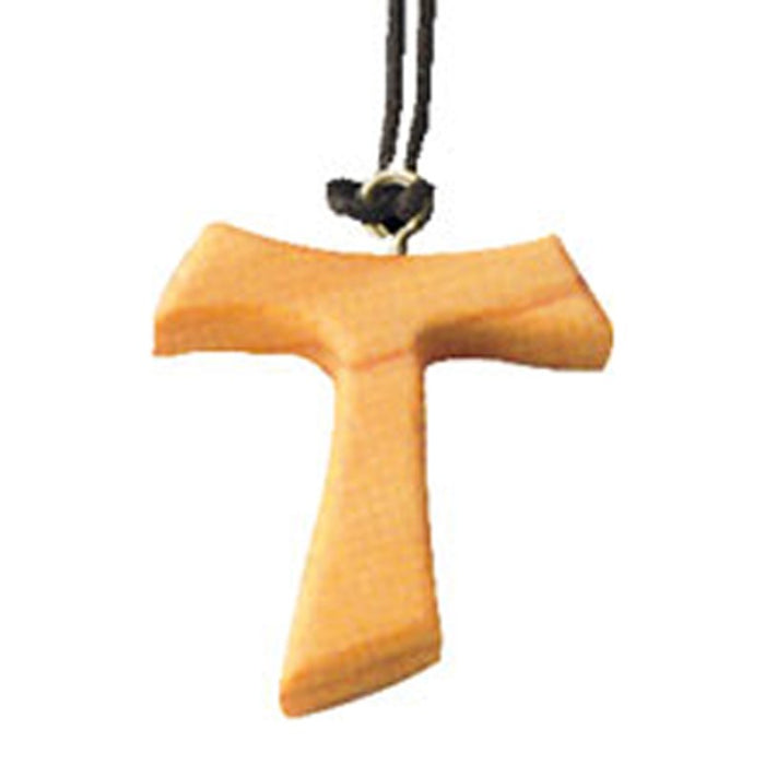 Olive Wood Tau Cross, 3cm / 1.25 Inches High With 28 Inch Neckcord