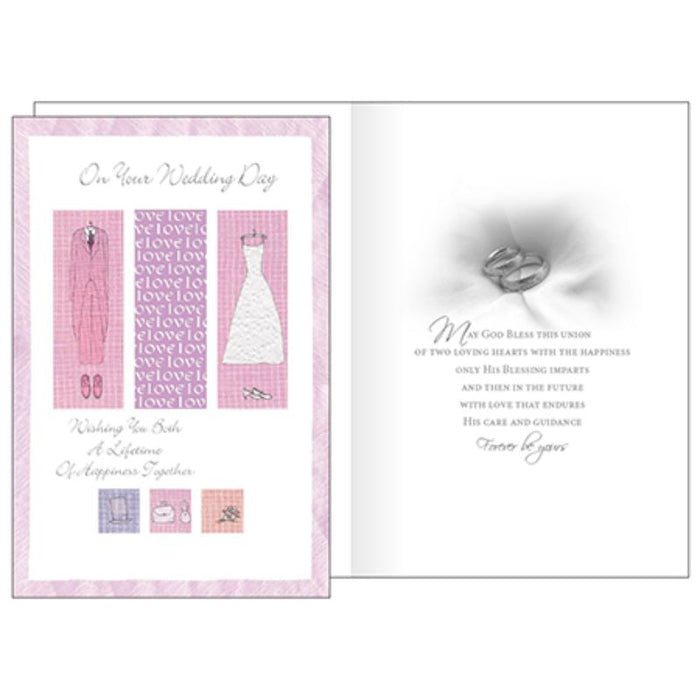 On Your Wedding Day, Embossed Parchmant Greetings Card