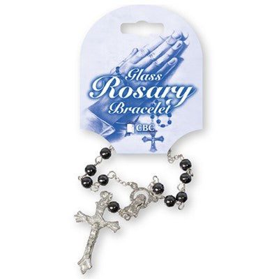 One Decade Car Rosary, Glass Hematite Beads