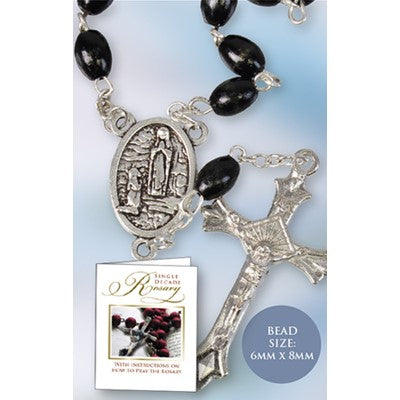 One Decade Rosary Black Wood Beads