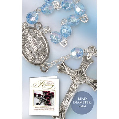 One Decade Rosary Blue Glass Beads