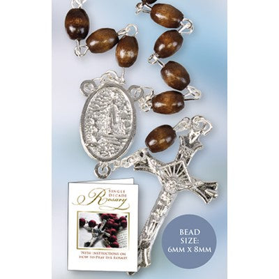 One Decade Rosary Brown Wood Beads