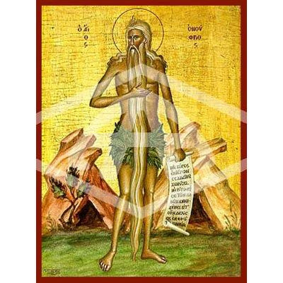 Onuphrius of Egypt, Mounted Icon Print Size: 20cm x 26cm