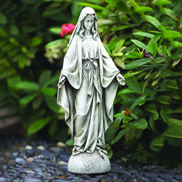 Our Lady of Grace, Miraculous Medal Statue 35cm - 14 Inches High Resin Cast Figurine Indoor or Garden Use Catholic Statue