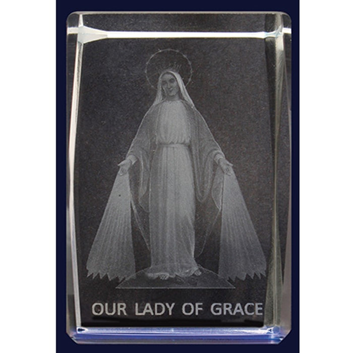 Our Lady of Grace Lazer Engraved Crystal Statue 6cm High