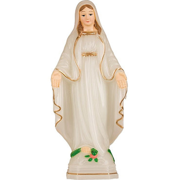 Our Lady of Grace, Miraculous Medal Statue 15cm / 6 Inches High Glow In The Dark