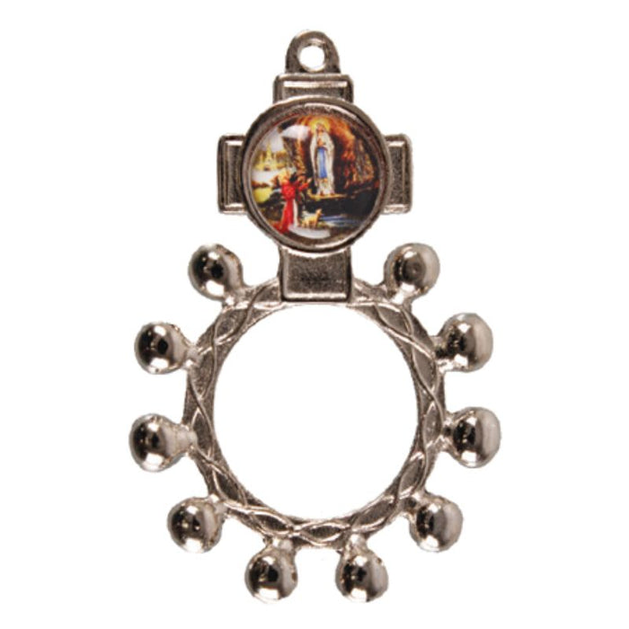 Our Lady of Lourdes, Enamelled Metal Rosary Ring