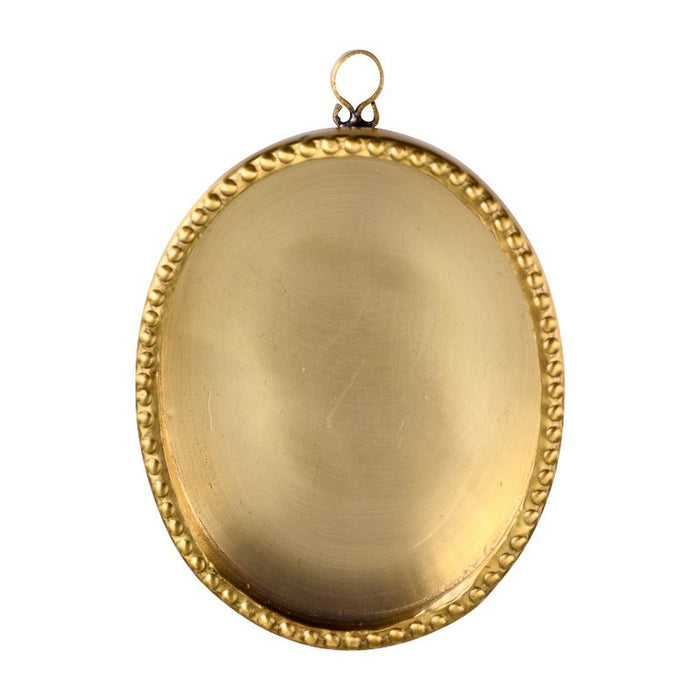 Oval, Beaded Edge Small Brass Box With Clear Glass Front, 10cm / 4 Inches High