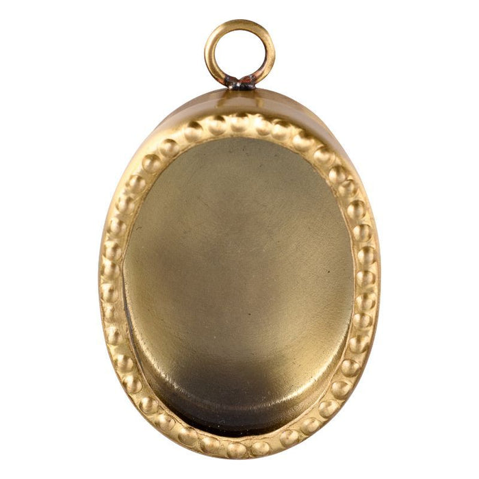 Oval, Beaded Edge Mini Brass Box With Clear Glass Front, 6cm / 2.25 Inches High