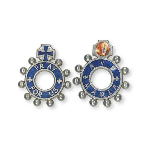 Rosary Rings, Enamelled Metal Rosary Ring With Our Lady of Lourdes Medal