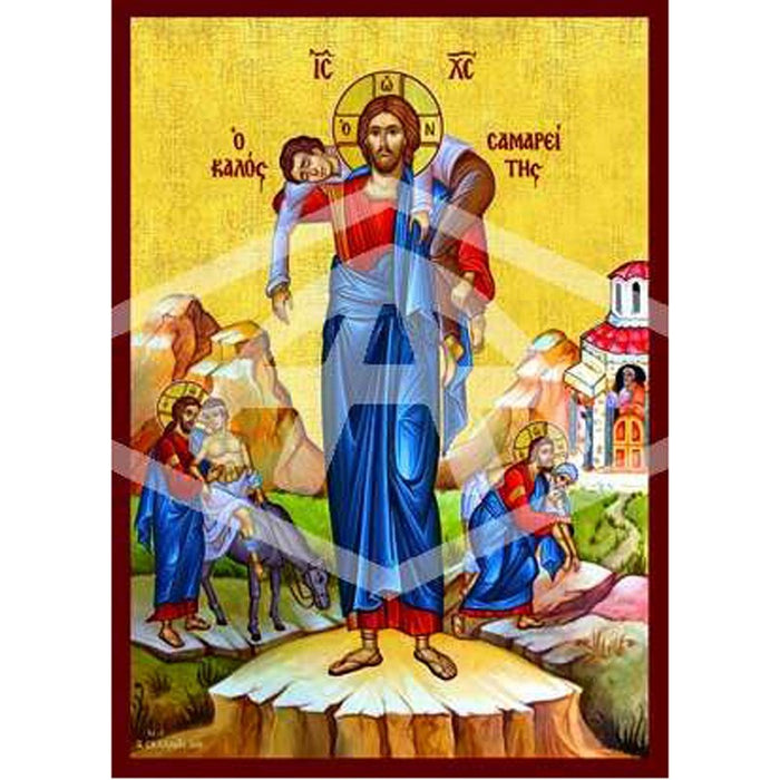 Parable of the Good Samaritan, Mounted Icon Print Size 20cm x 26cm