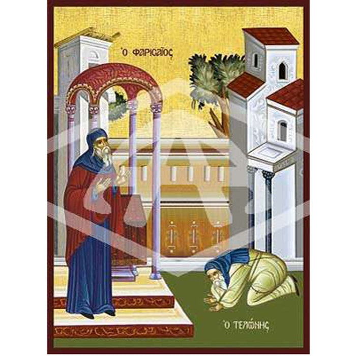 Parable of the Pharisee & the Tax Collector, Mounted Icon Print Size 20cm x 26cm