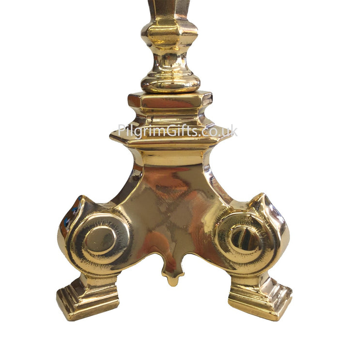 Paschal Candlestick Gold Plated Brass 48 Inches / 120cm High, Complete With Either a 2 or 3 Inch Diameter Candle Socket