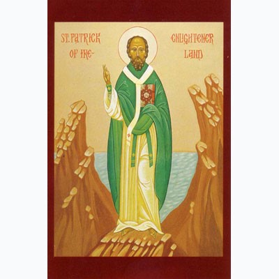 Orthodox Icons Saint Patrick of Ireland, Mounted Icon Print