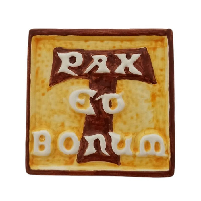 Pax et Bonum Della Robbia Ceramic Plaque  8cm / 3 Inches Square