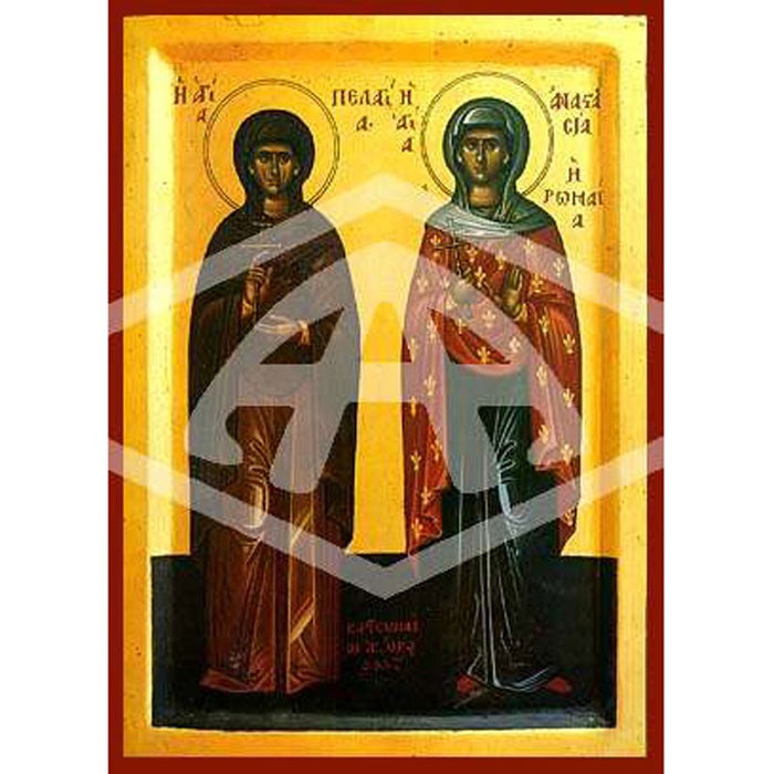 Pelagia & Anastasia The Martyr's, Mounted Icon Print Size: 20cm x 26cm