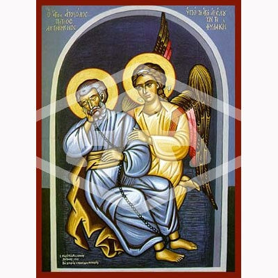 Peter In Chains the Apostle and Disciple, Mounted Icon Print Size 14cm x 20cm