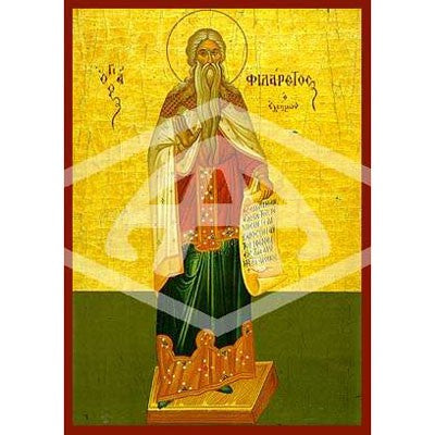 Philaretos The Merciful, Mounted Icon Print Size: 14cm x 20cm