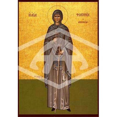 Philothea Nun & Martyr, Mounted Icon Print Size: 14cm x 20cm