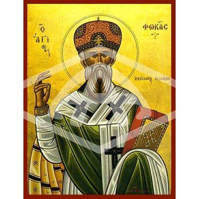 Phocas Hieromartyr Bishop of Sinope, Mounted Icon Print Size: 14cm x 20cm