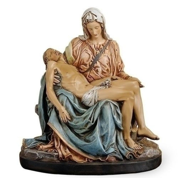 Pieta Statue 23cm - 9 Inches High Resin Cast Figurine, crucified Lord draped over his mother Mary