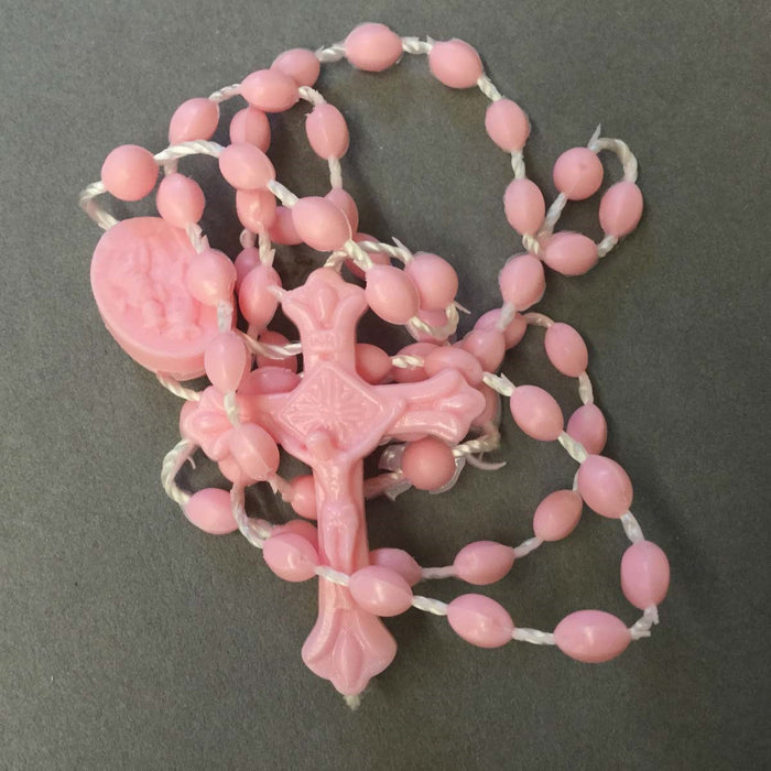 Pink Plastic Rosary Beads, Bulk Buy Discounts Available