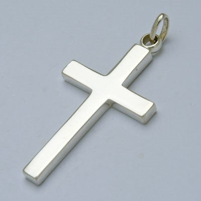 Sterling Silver Cross Pendant 54mm High Thick Cast