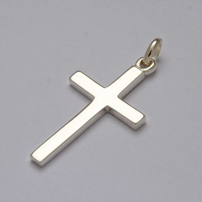 Sterling Silver Cross Pendant 28mm High Thick Cast