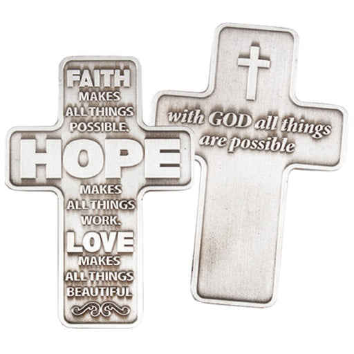 Faith, Hope & Love, Pocket Prayer Cross Metal