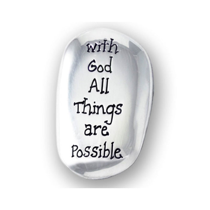 With God All Things Are Possible, Pocket Prayer Stone 4cm High