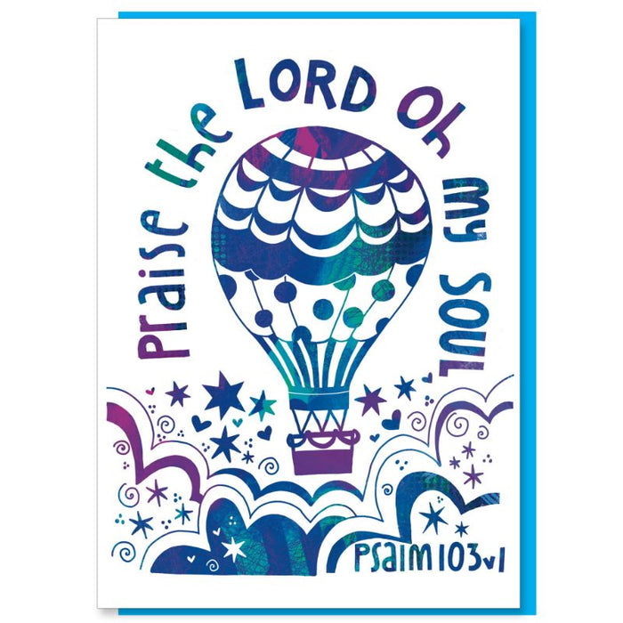 Praise The Lord On My Soul, Greetings Card With Bible Verse Psalm 103:1
