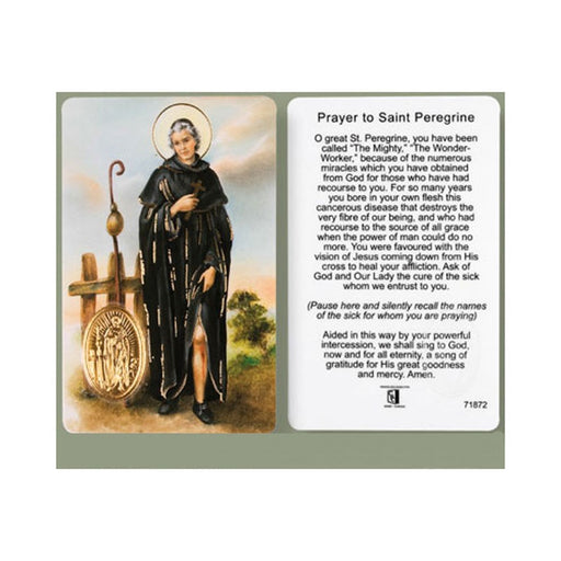 Catholic Prayers to St Peregrine, Laminated Prayer Card