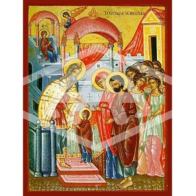 Presentation Of The Virgin In The Temple, Mounted Icon Print Size: 16cm x 20cm