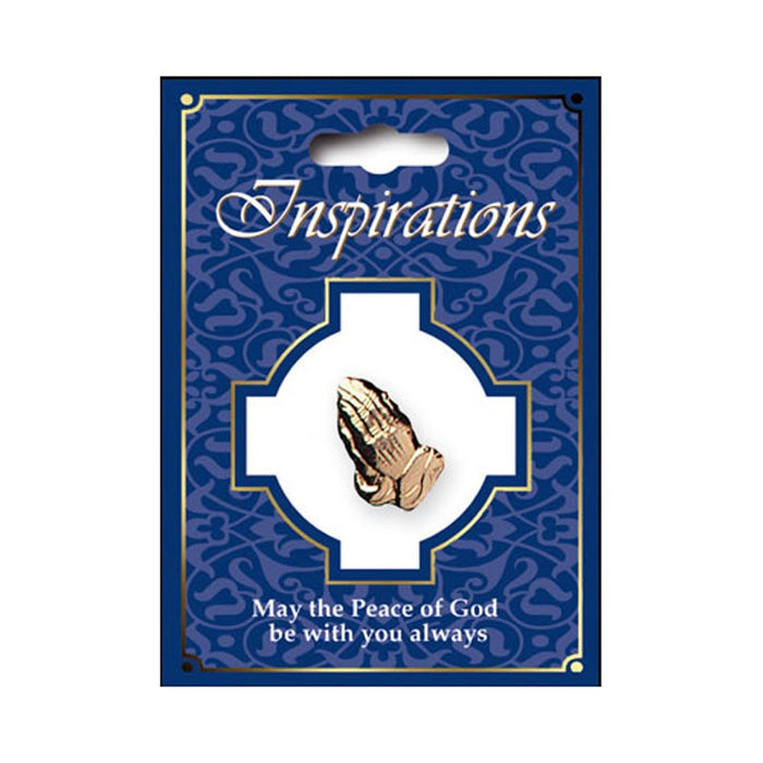 Praying Hands Gold Coloured Faith Pin, With A Press Stud Fixing