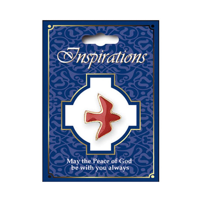 Holy Spirit Red Enamelled Dove, Faith Pin With A Press Stud Fixing