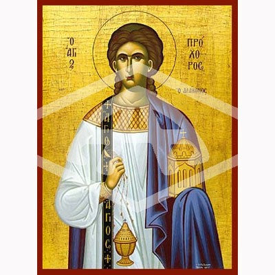 Prochorus The Apostle, Mounted Icon Print Size: 20cm x 26cm