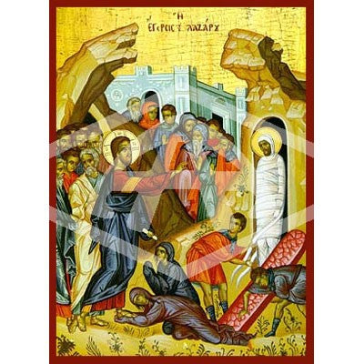 Raising Of Lazarus, Mounted Icon Print Available In 2 Sizes