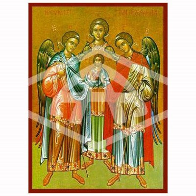 Orthodox Icons Archangels Raphael Michael and Gabriel, Mounted Icon Print