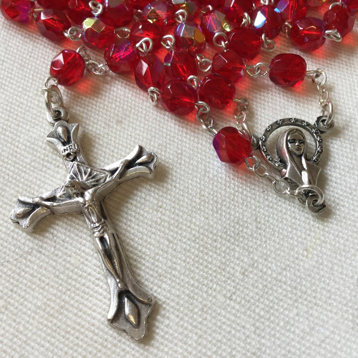 Red Glass Rosary 6mm Beads