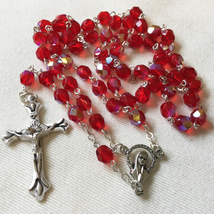 Red Glass Rosary 6mm Beads