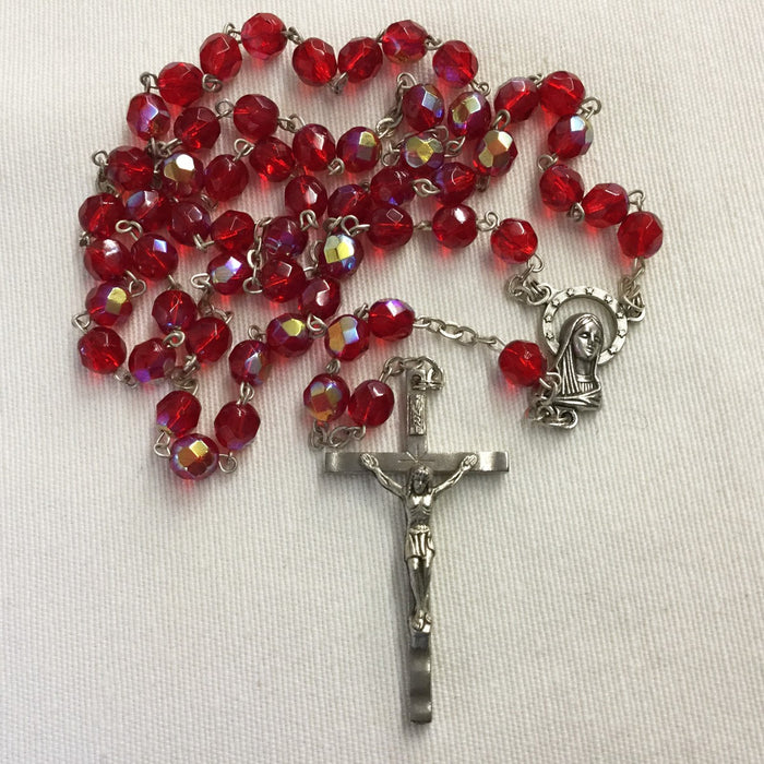 Red Glass Rosary 7mm Beads